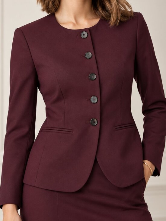 Ann Taylor Jackets & Blazers - ANN TAYLOR NWT Burgundy Collarless Curved Hem Blazer Jacket - Size 0 Petite
